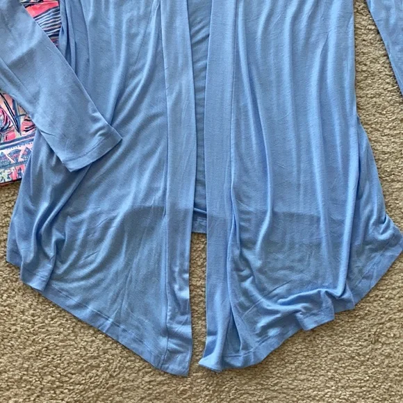 Powder Blue Open Drape Front Cardigan - Picture 4 of 5